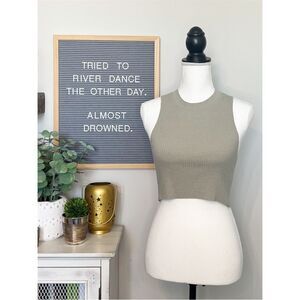 Aerie Olive Green Ribbed Crop Top